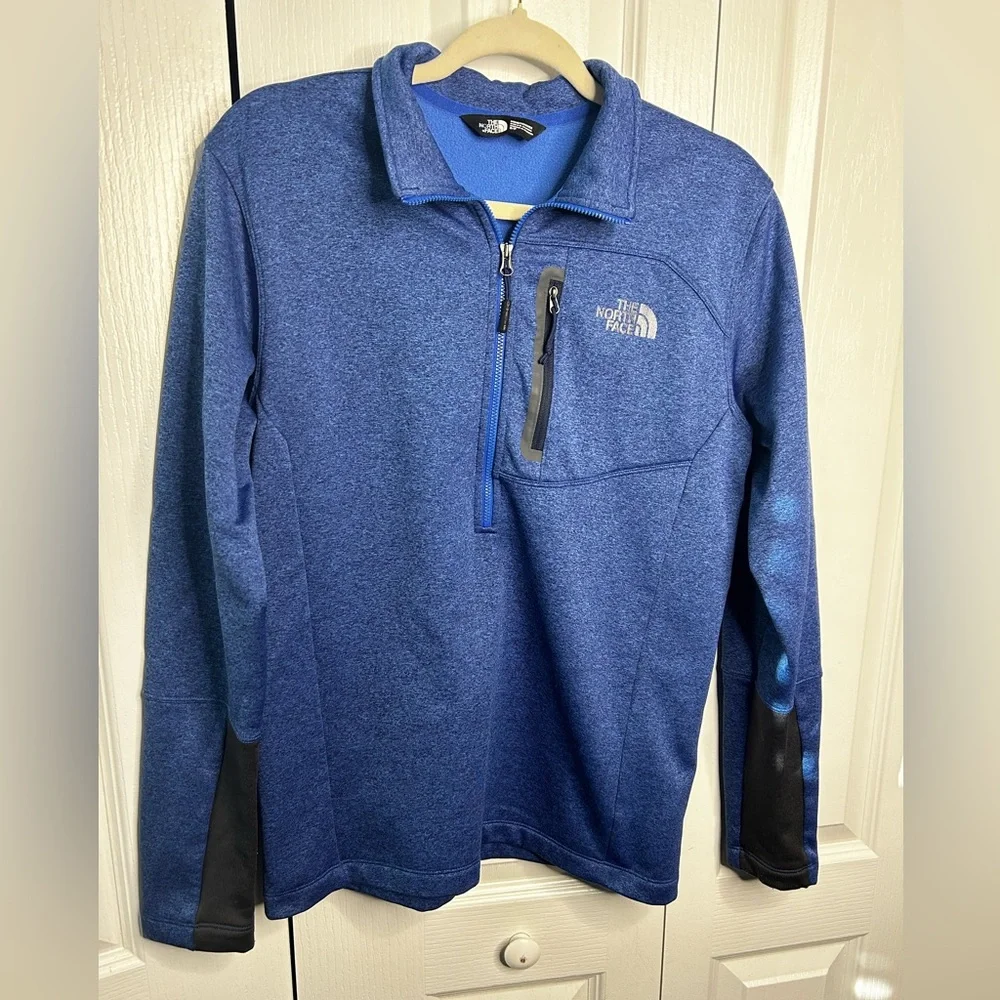 North Face Mens Small Blue 1/2 Zip Fleece‎ Long Sleeve Running Outdoor Pullover